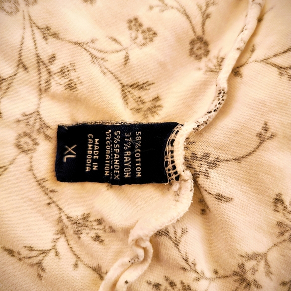 Black & White Floral Charter Club Cotton Blend Pajamas Monogram C Two Piece XL - Picture 14 of 16